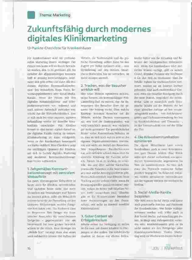 Vorschauseite 1: Zukunftsfähig durch modernes digitales Klinikmarketing