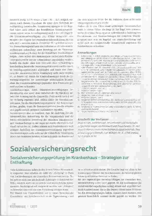 Vorschauseite 1: Sozialversicherungsprüfung Im Krankenhaus Strategien zur Enthaftung