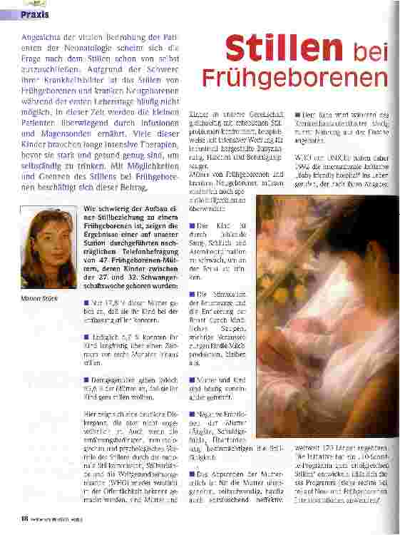 Vorschauseite 1: Stillen bei Frühgeborenen