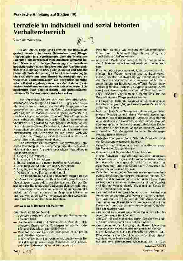 Vorschauseite 1: Lernziele im individuell und sozial betonten Verhaltensbereich