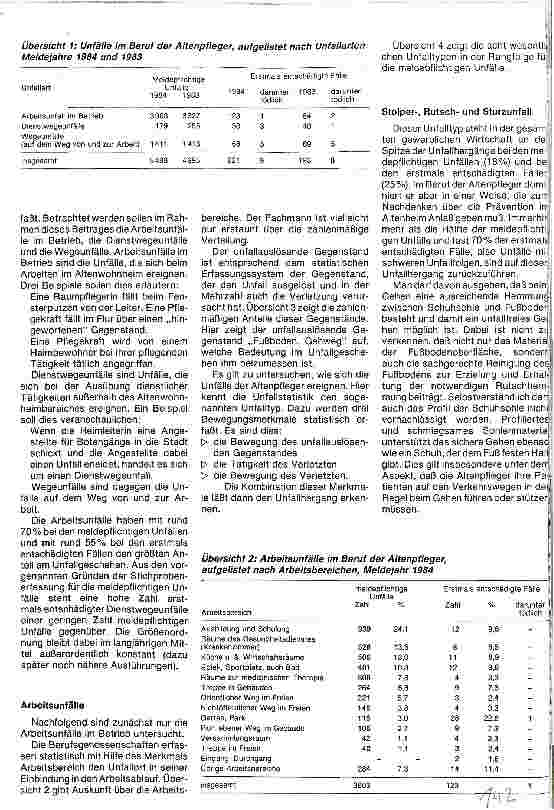 Vorschauseite 2: Berufsunfälle bei der Altenpflege/ Der Beruf des Altenpflegers aus der Sicht der Berufsgenossenschaft