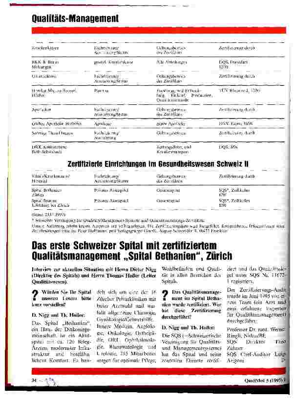 Vorschauseite 1: Zertifizierte Einrichtungen im Gesundheitswesen Schweiz II