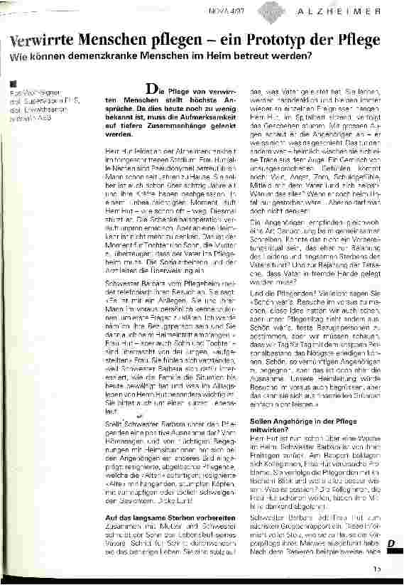 Vorschauseite 1: Verwirrte Menschen pflegen - ein Prototyp der Pflege Wie können demenzkranke Menschen im Heim betreut werden?