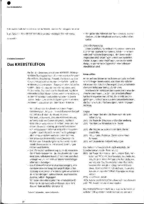 Vorschauseite 1: Das Krebstelefon