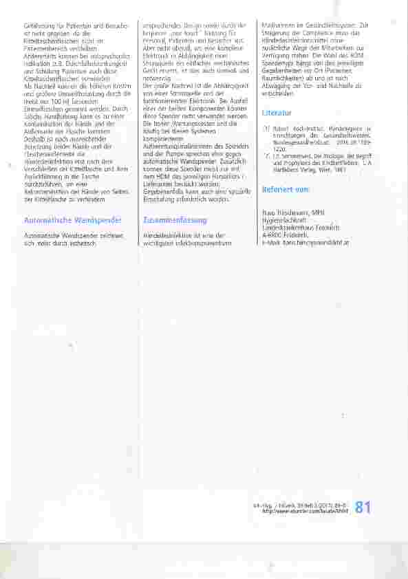 Vorschauseite 2: Vorund Nachteile einzelner Händedesinfektionsmittel-Spendertypen
