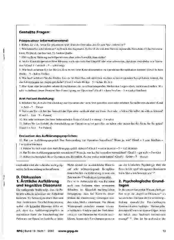 Vorschauseite 4: Ärztliche Aufklärungspflicht -Einfluss der kognitiven Dissonanz auf präoperative Entscheidungsfindungsmechanismen von Patienten