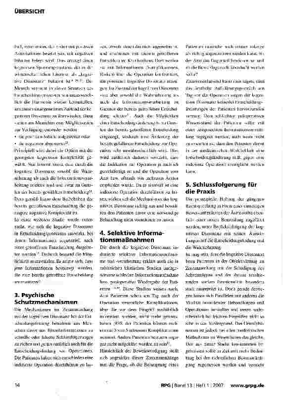 Vorschauseite 5: Ärztliche Aufklärungspflicht -Einfluss der kognitiven Dissonanz auf präoperative Entscheidungsfindungsmechanismen von Patienten