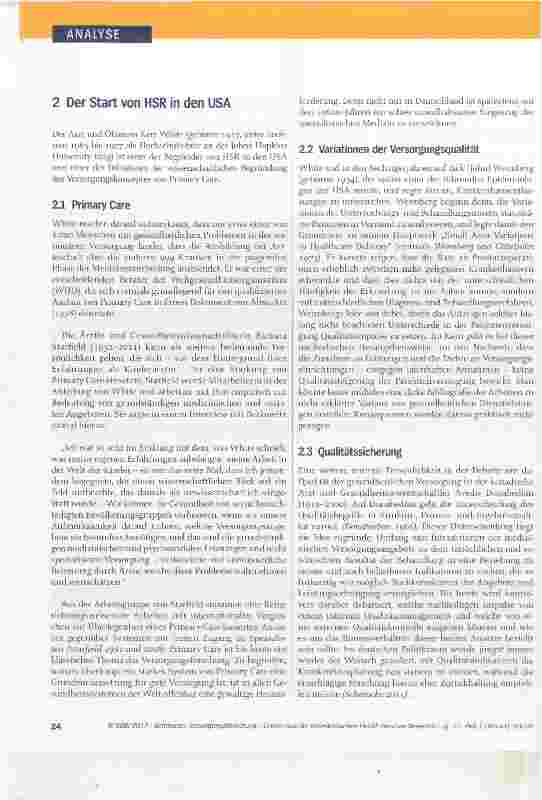 Vorschauseite 2: Versorgungsforschung Lehren aus der amerikanischen Health Services Research