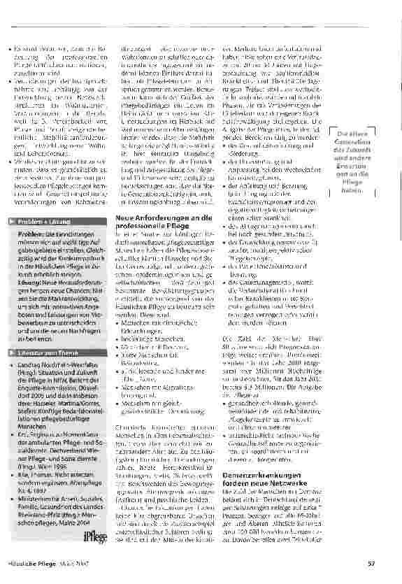 Vorschauseite 2: Mehr Vielfalt, mehr Chancen - Zukunftsprognosen: Wachsende Bedeutung der ambulanten Pflege