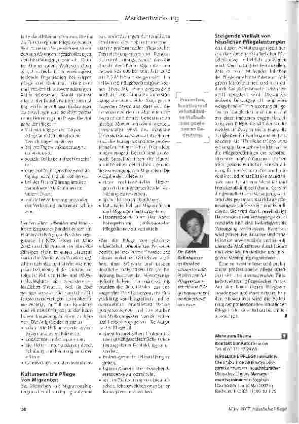 Vorschauseite 3: Mehr Vielfalt, mehr Chancen - Zukunftsprognosen: Wachsende Bedeutung der ambulanten Pflege