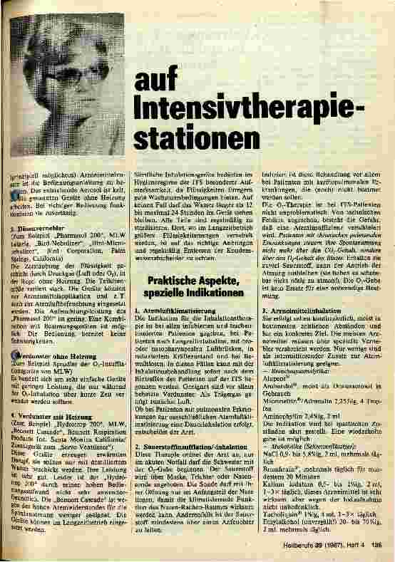 Vorschauseite 2: Inhalationstherapie bei Patienten auf Intensivtherapiestationen