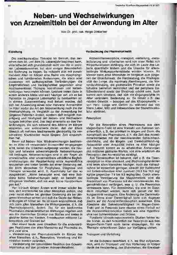 Vorschauseite 1: Nebenund Wechselwirkungen von Arzneimitteln bei der Anwendung im Alter