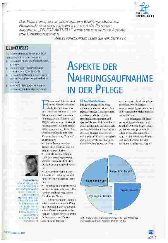 Vorschauseite 1: Aspekte der Nahrungsaufnahme in der Pflege