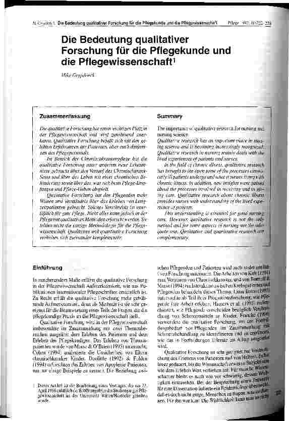 Vorschauseite 1: Die Bedeutung qualitativer Forschung für die Pflegekunde und die Pflegewissenschaft