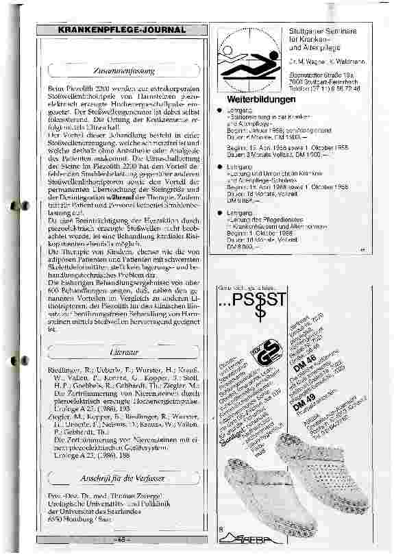 Vorschauseite 5: Extrakorporale Stoßwellenlithotripsie: Die extrakorporale piezioelektrische Stoßwellentherapie (EPL) mit dem Piezolith 2200