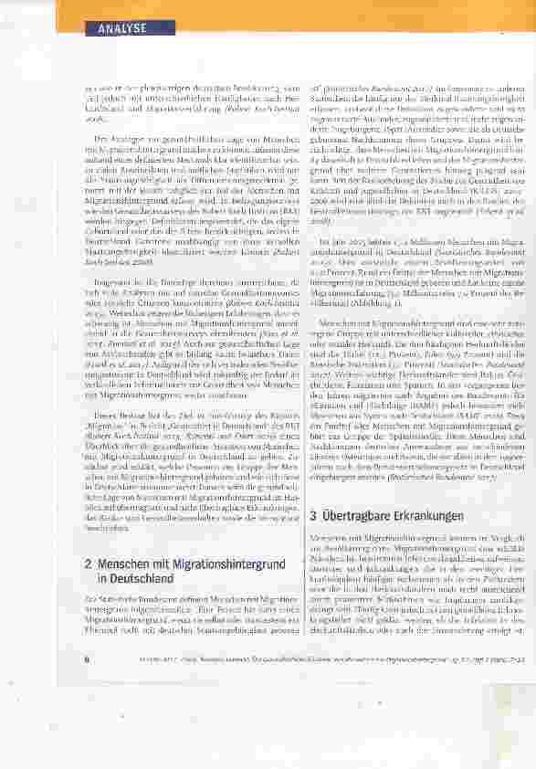 Vorschauseite 2: Die gesundheitliche Situation von Menschen mit Migrationshintergrund in Deutschland