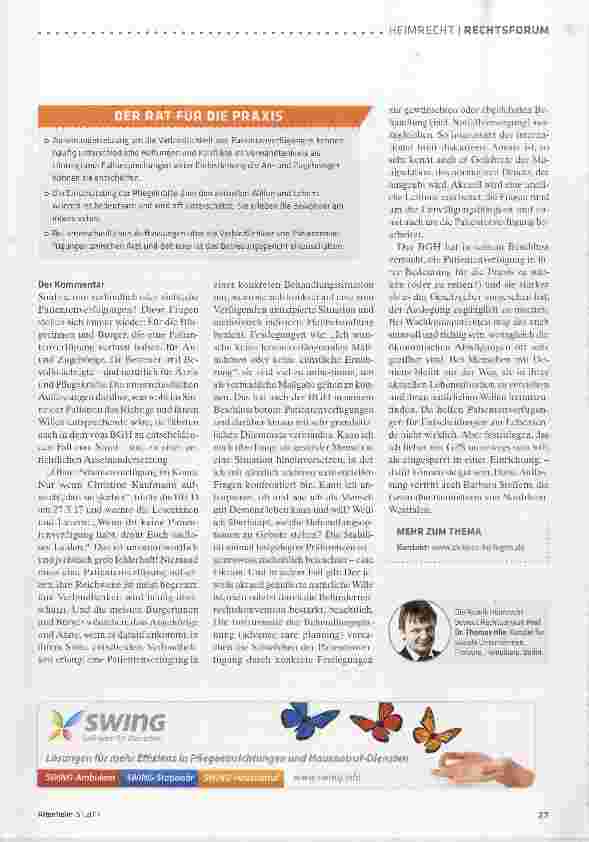 Vorschauseite 2: BGH zur Bindungswirkung von Patientenverfügungen