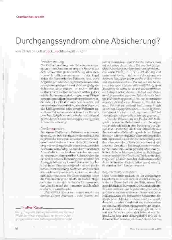 Vorschauseite 1: Durchgangssyndrom ohne Absicherung?
