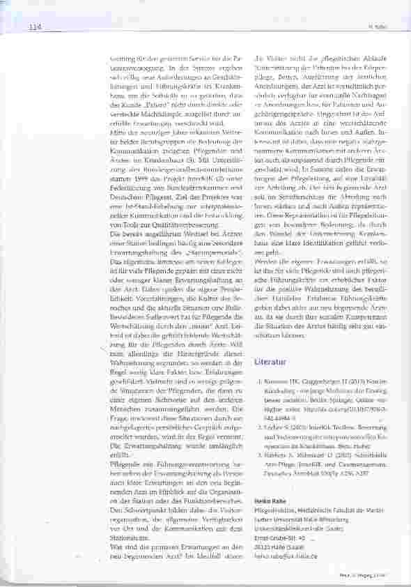 Vorschauseite 2: Vorstellungen von pflegerischer Führungskraft an neu beginnenden Arzt