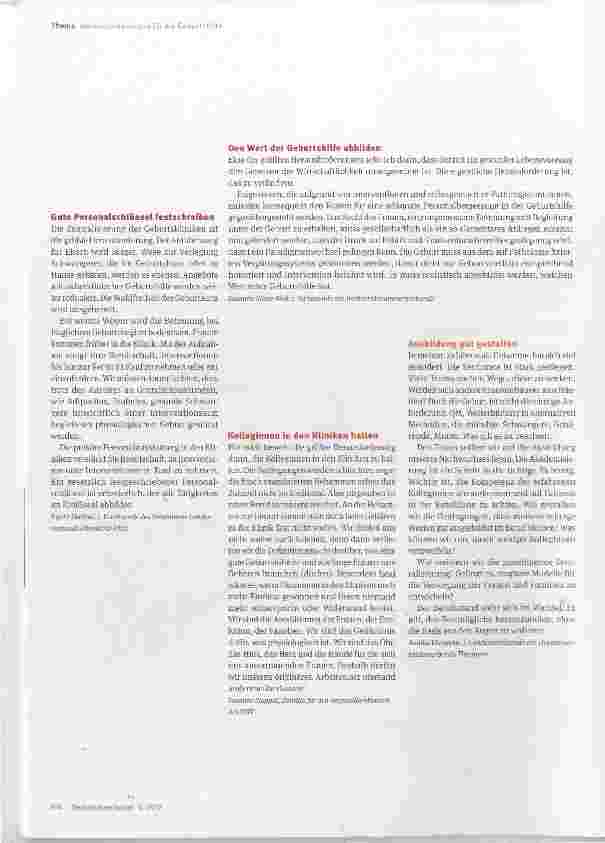 Vorschauseite 4: »Wo sehen Sie die größte Herausforderung in der Zukunft der Geburtshilfe?«