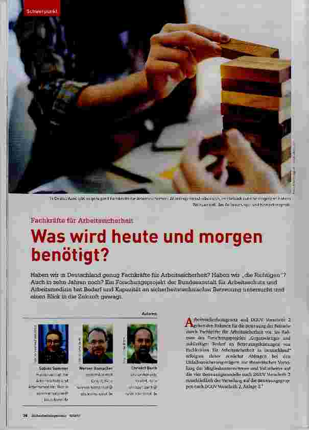 Vorschauseite 1: Was wird heute und morgen benötigt?