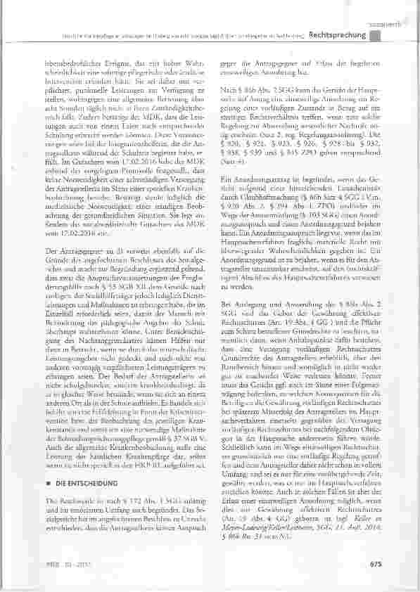 Vorschauseite 5: Häusliche Krankenpflege an Schultagen im Umfang von acht Stunden täglich (hier: Schulbegleiter als Sachleistung)
