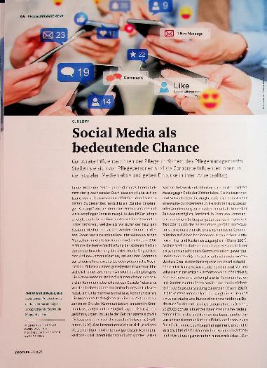 Vorschauseite 1: Social Media als bedeutende Chance