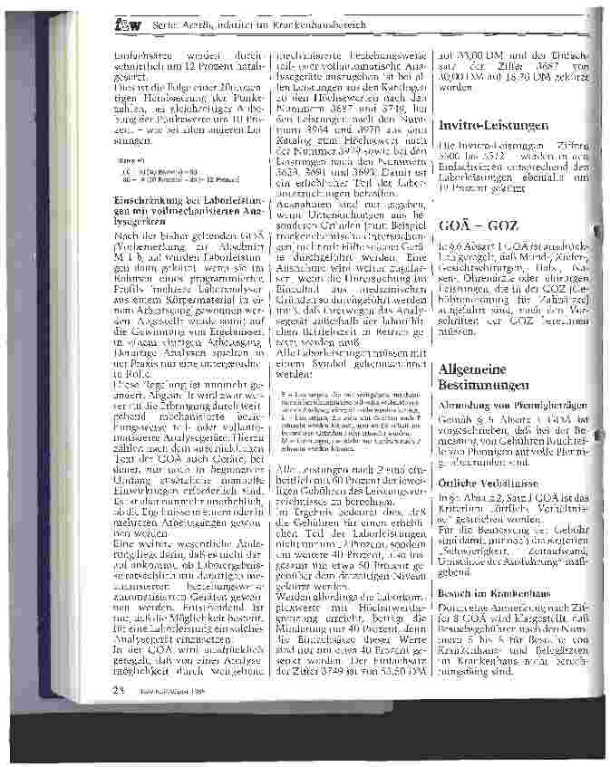 Vorschauseite 2: Neue GOÄ ab Juli 1988 Wesentliche Änderungen