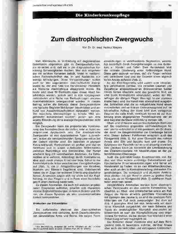 Vorschauseite 1: Zum diastrophischen Zwergwuchs