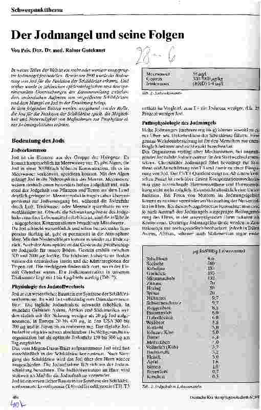 Vorschauseite 1: Der Jodmangel und seine Folgen