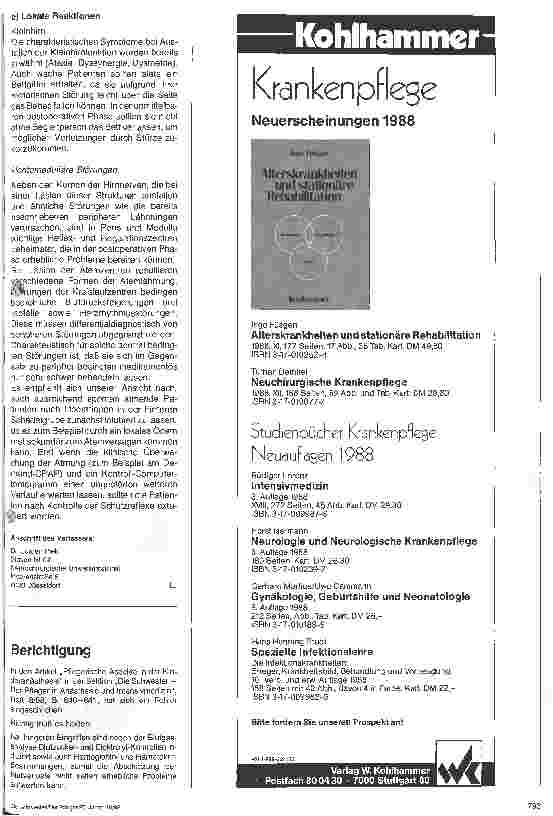 Vorschauseite 5: Postoperative Überwachung nach neurochirurgischen Wahleingriffen 4. Folge: Postoperative Überwachung nach Tumoroperationen