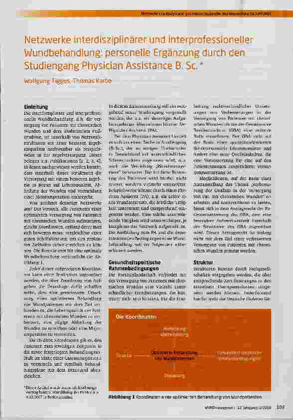 Vorschauseite 1: Netzwerke interdisziplinärer und interprofessioneller Wundbehandlung: personelle Ergänzung durch den Studiengang Physician Assistance B. Sc.