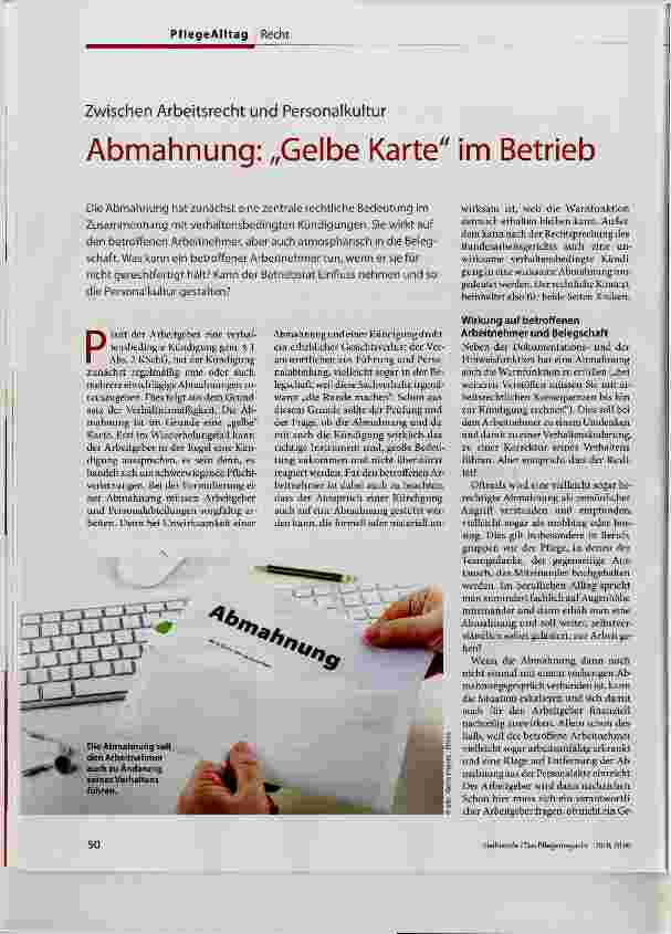 Vorschauseite 1: Abmahnung: „Gelbe Karte im Betrieb