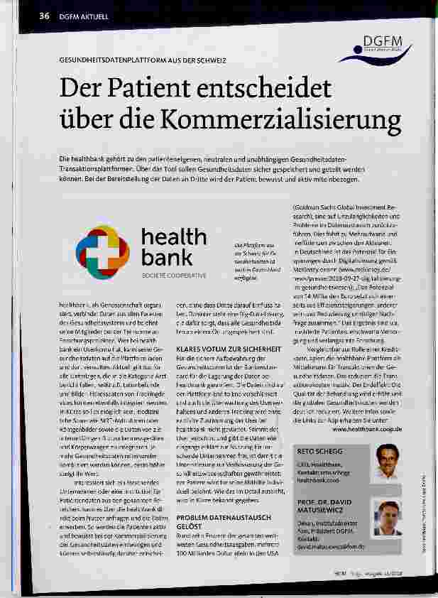 Vorschauseite 1: Der Patient entscheidet über die Kommerzialisierung