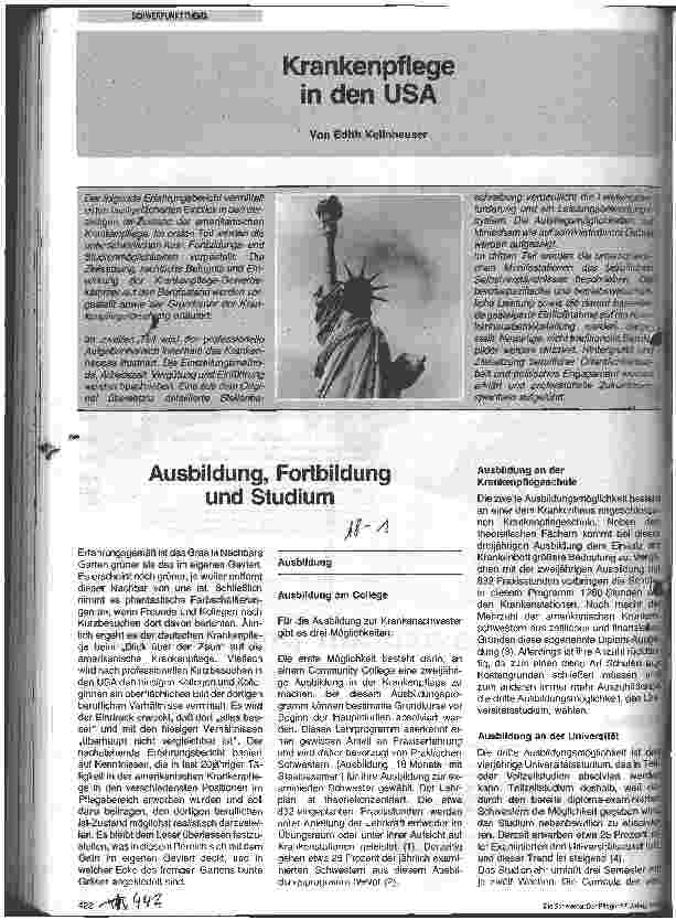 Vorschauseite 1: Krankenpflege in den USA Ausbildung, Fortbildung und Studium