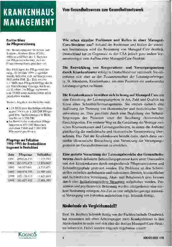 Vorschauseite 2: Mit Managed Care zur Patientenzufriedenheit: Aktuelle Entwicklungen in den USA, Niederlande als Vergleichsmodell? Ausblick und kritische Betrachtung