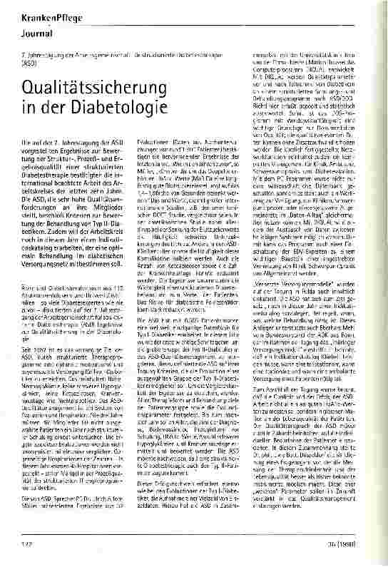 Vorschauseite 1: Qualitätssicherung in der Diabetologie