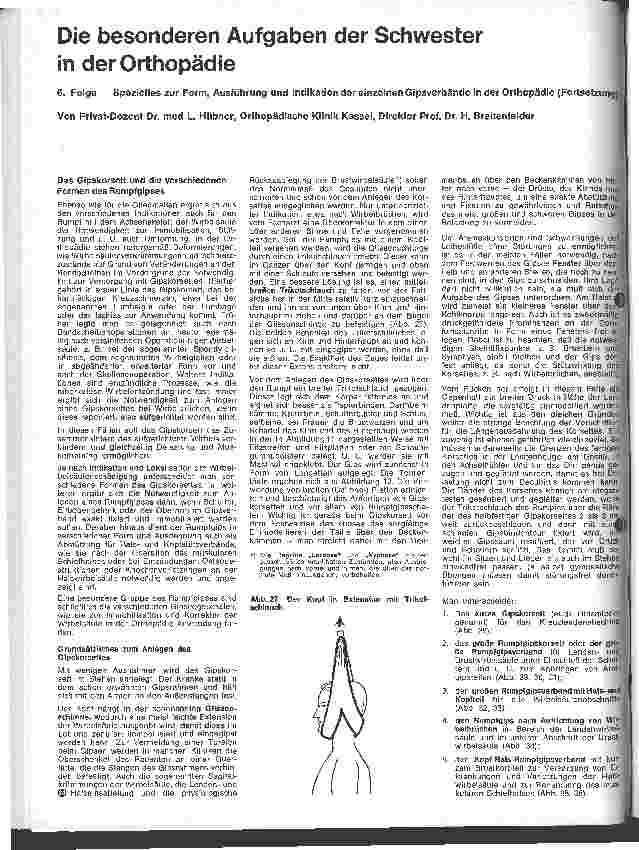 Vorschauseite 1: Die besonderen Aufgaben der Schwester in der Orthopädie 6. Folge: Spezielle Form, Ausführung u. Indikation der Gipsverbände