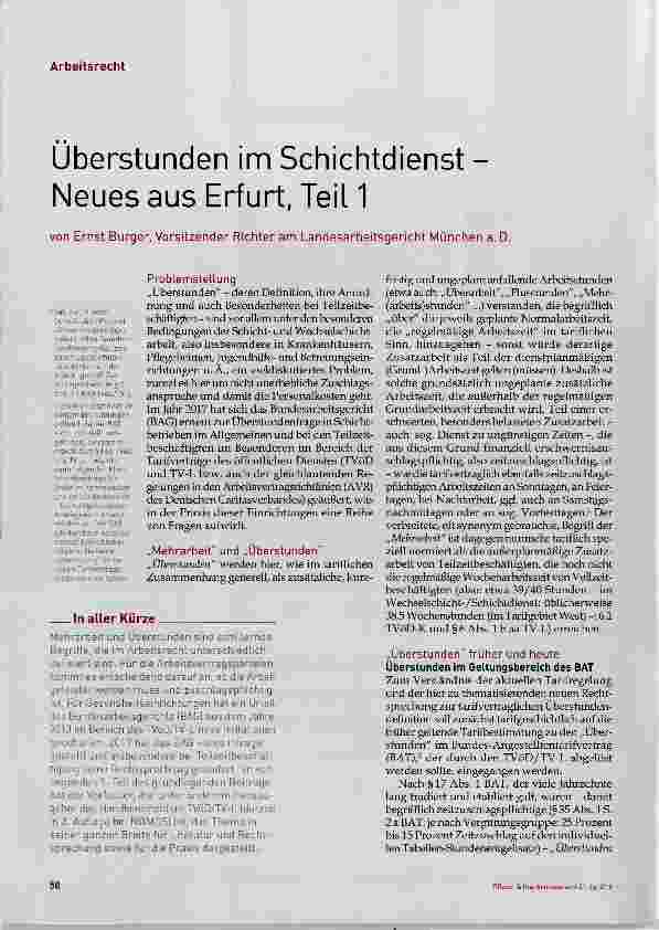 Vorschauseite 1: Überstunden im Schichtdienst Neues aus Erfurt, Teil 1