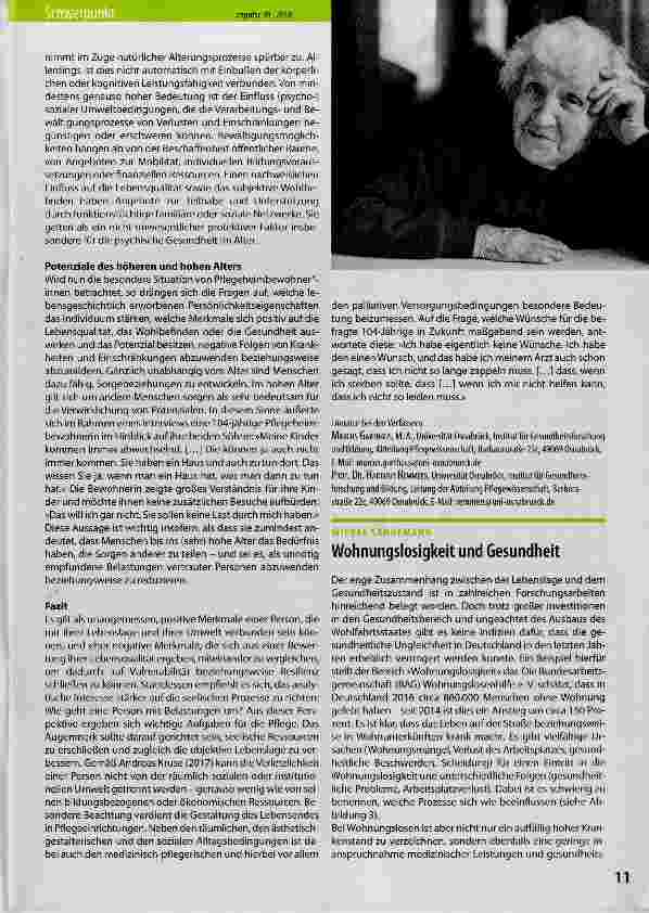 Vorschauseite 1: Wohnungslosigkeit und Gesundheit