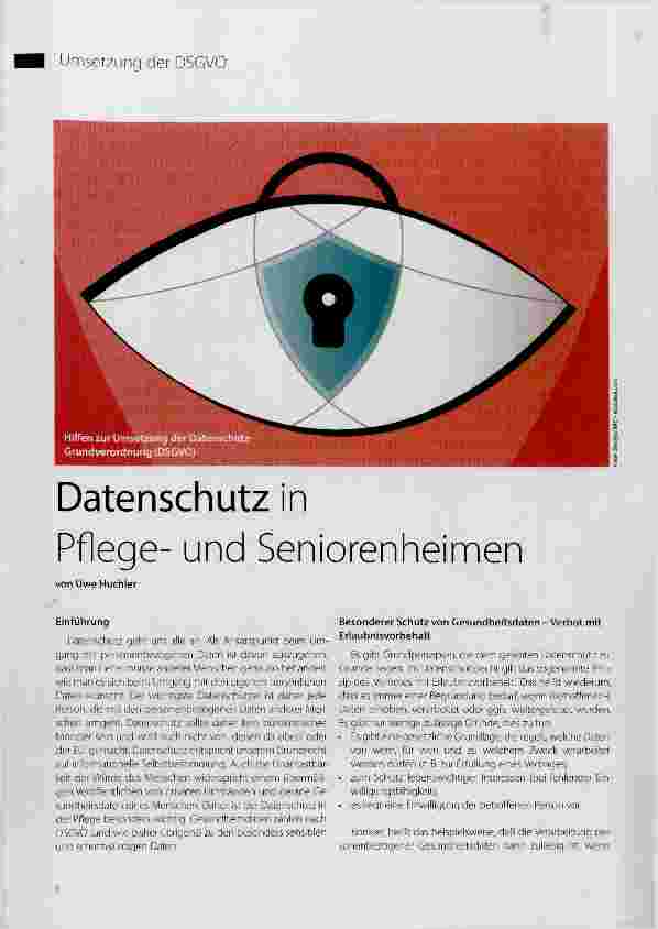 Vorschauseite 1: Datenschutz in Pflegeund Seniorenheimen