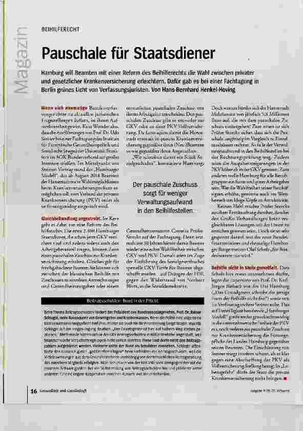 Vorschauseite 1: Pauschale für Staatsdiener