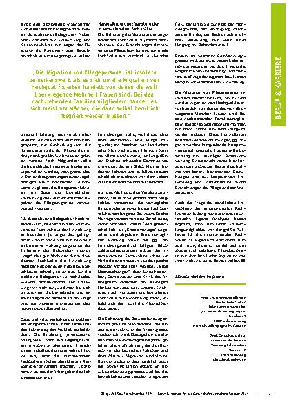 Vorschauseite 3: Anwerbung internationaler Pflegefachkräte herausforderungen und Lösungen