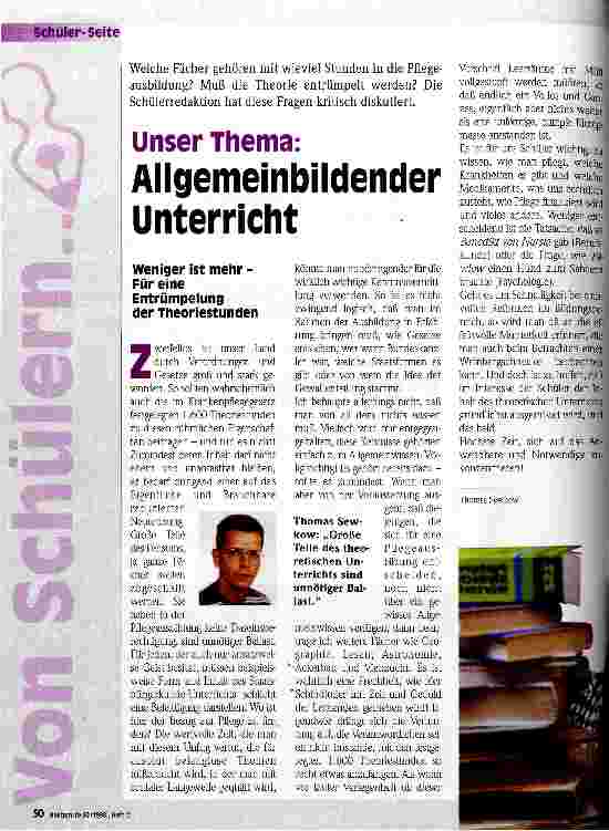 Vorschauseite 1: Allgemeinbildender Unterricht Unser Thema