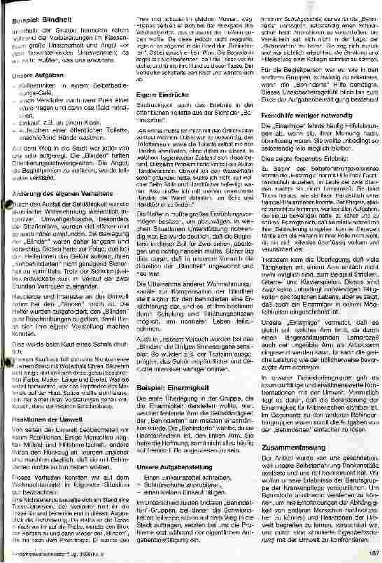 Vorschauseite 4: Simulierte Eigenbehinderung Selbsterfahrungsprojekt einer Kinderkrankenpflege-Schulklasse