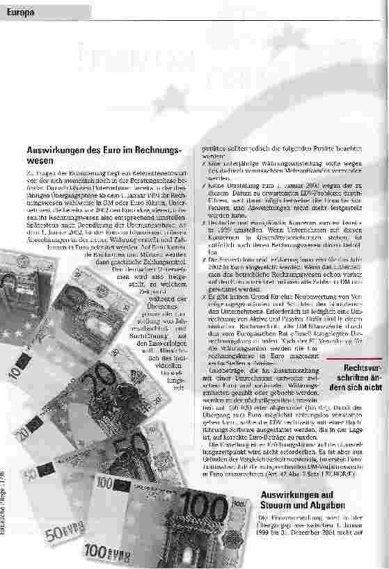 Vorschauseite 2: Der EURO kommt! Betriebliche Voraussetzungen zur Einführung der neuen Währung