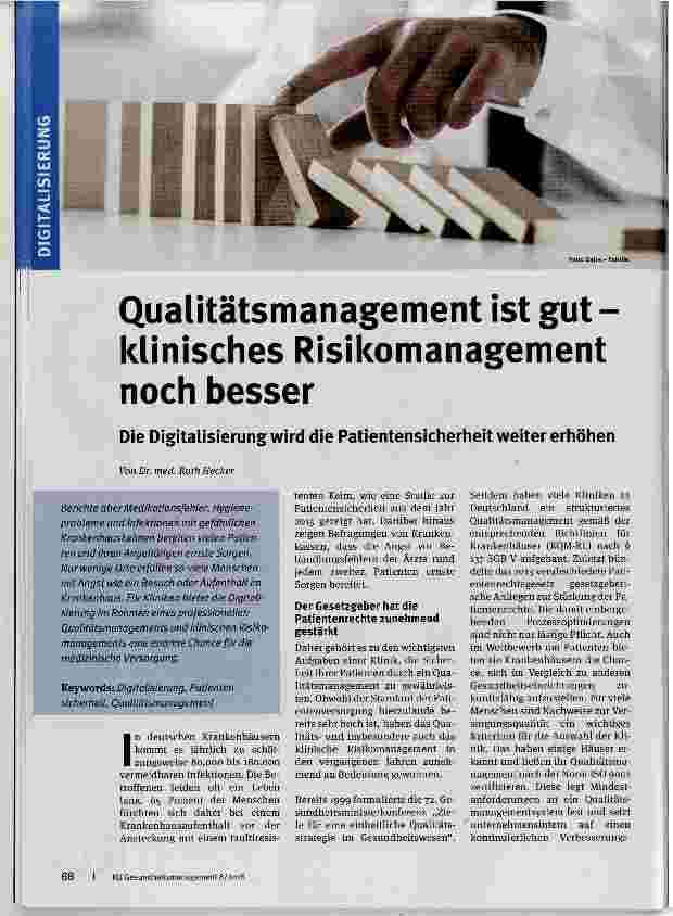 Vorschauseite 1: Qualitätsmanagement ist gut klinisches Risikomanagement noch besser