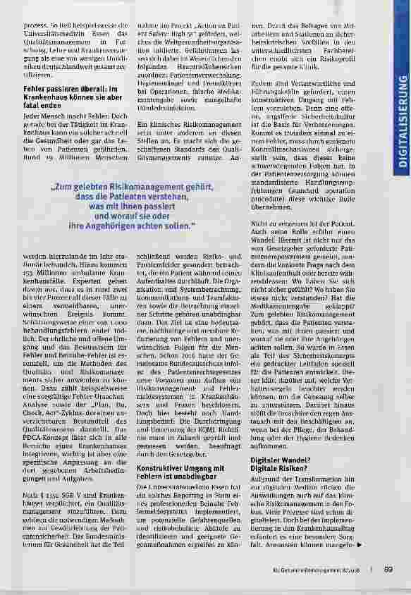 Vorschauseite 2: Qualitätsmanagement ist gut klinisches Risikomanagement noch besser