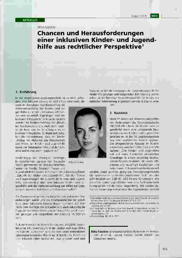 Vorschauseite 1: Chancen und Herausforderungen einer inklusiven Kinderund Jugendhilfe aus rechtlicher Perspektive