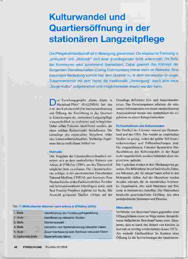 Vorschauseite 1: Kulturwandel und Quartiersöffnung in der stationären Langzeitpflege